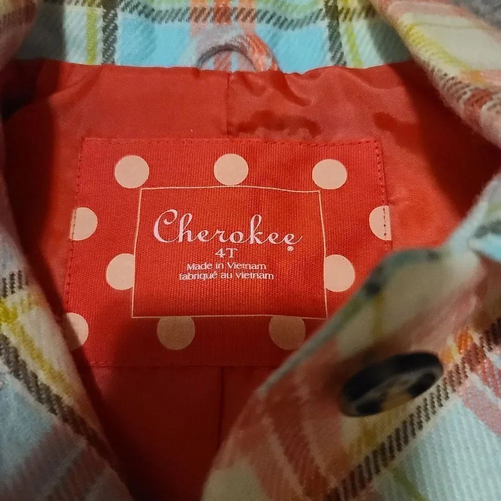 Cherokee Pastel Plaid Coat 4T - Picture 4 of 6